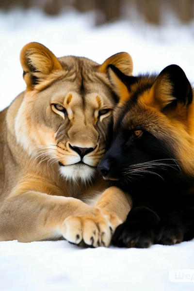 Необычная любовь львицы и лиса